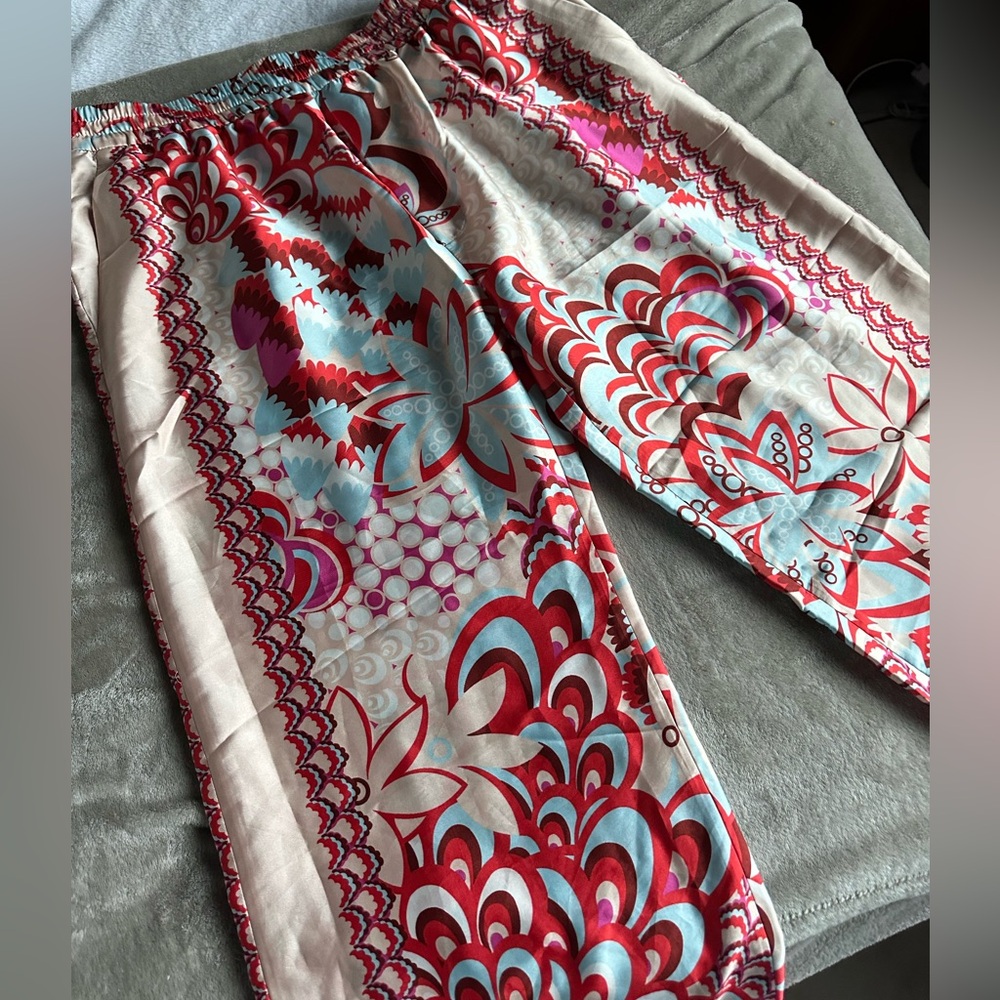 ZARA patchwork satin pants